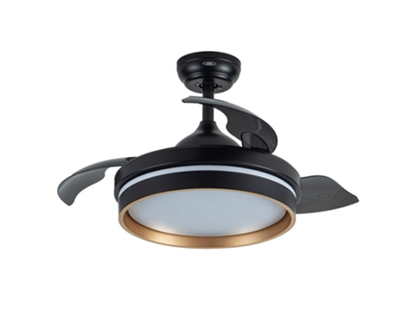 Ventilador DC NALON S Preto ouro CCt controle remoto regulável led FABRILAMP