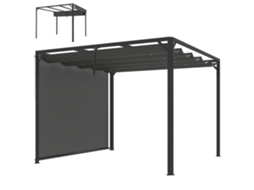 Pérgola de alumínio 3x3m cinza com teto retrátil, proteção UV UPF30+ e lateral enrolável | S/MARCA