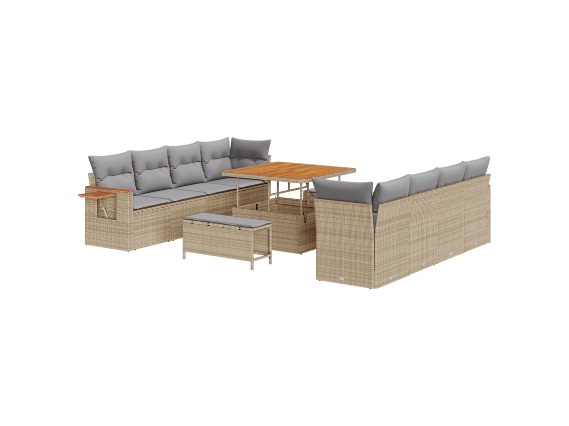 Conjunto 11 Móveis De Jardim Vidaxl Bege Vime Pe (100 X 100 X 71 Cm)