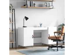 Vidaxl Secretária 140x50x75 Cm Derivados De Madeira Branco Brilhante