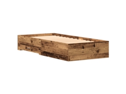 Conjunto 1 Cama Rustica Vidaxl Castanho Derivados De Madeira (90 X 190 Cm)