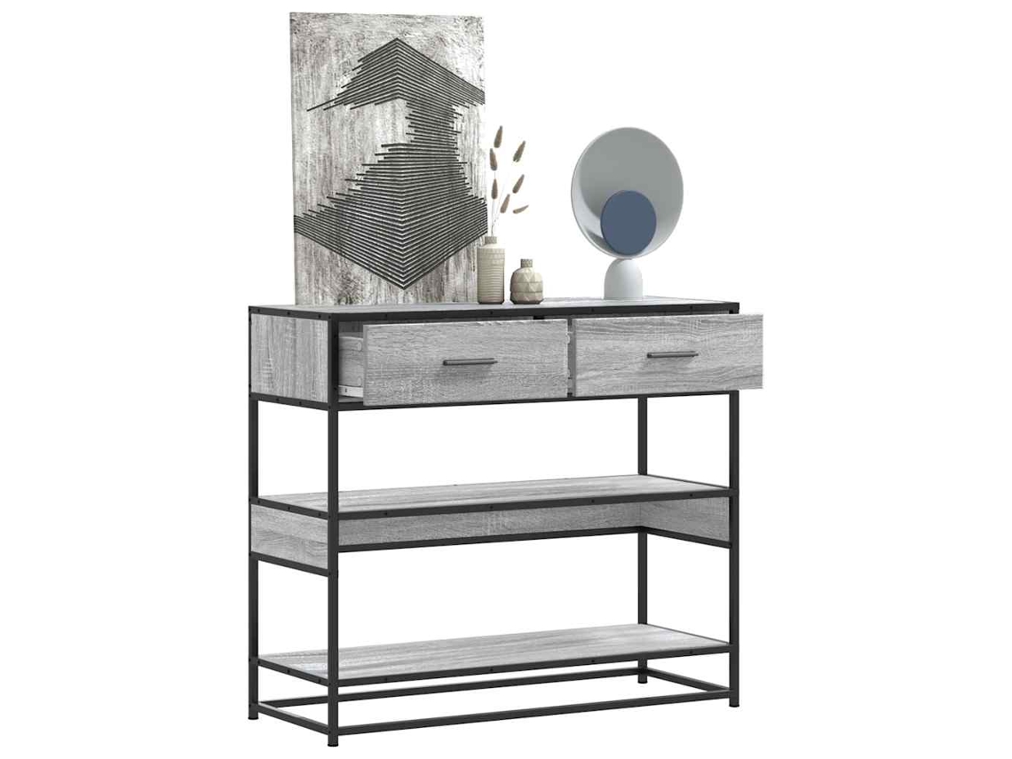 Vidaxl Mesa Consola 90x35x80 Cm Derivados De Madeira Cinzento Sonoma