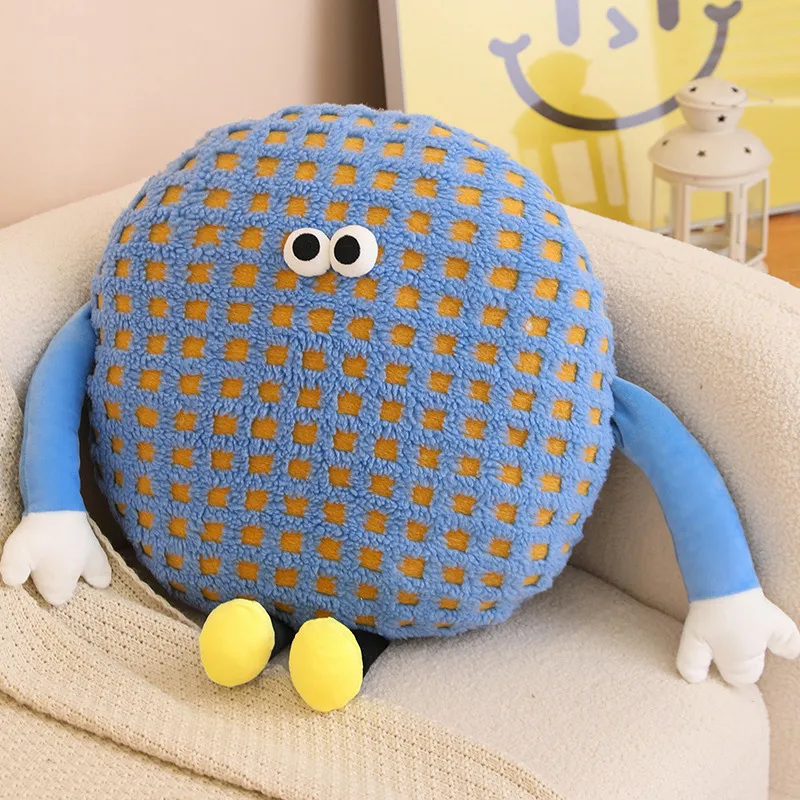 Almofada de Pelúcia Monstro de Olhos Grandes e Fofo para Adultos, Almofada para Sofá, Almofada de Pelúcia Criativa MDUG (azul, 45cm)