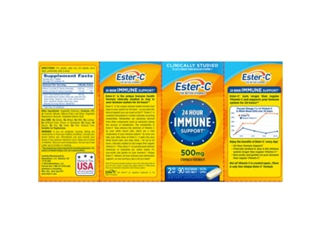 Ester-C Vitamina C 500 mg, Suporte Imunitário 24 Horas, 90 Comprimidos