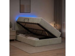 Vidaxl Cama De Armazenamento Led Com Colchão Cinzento-claro