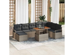 Vidaxl Conjunto de Sofá de Jardim 9 Pcs Cinzeto Rattan Sintético