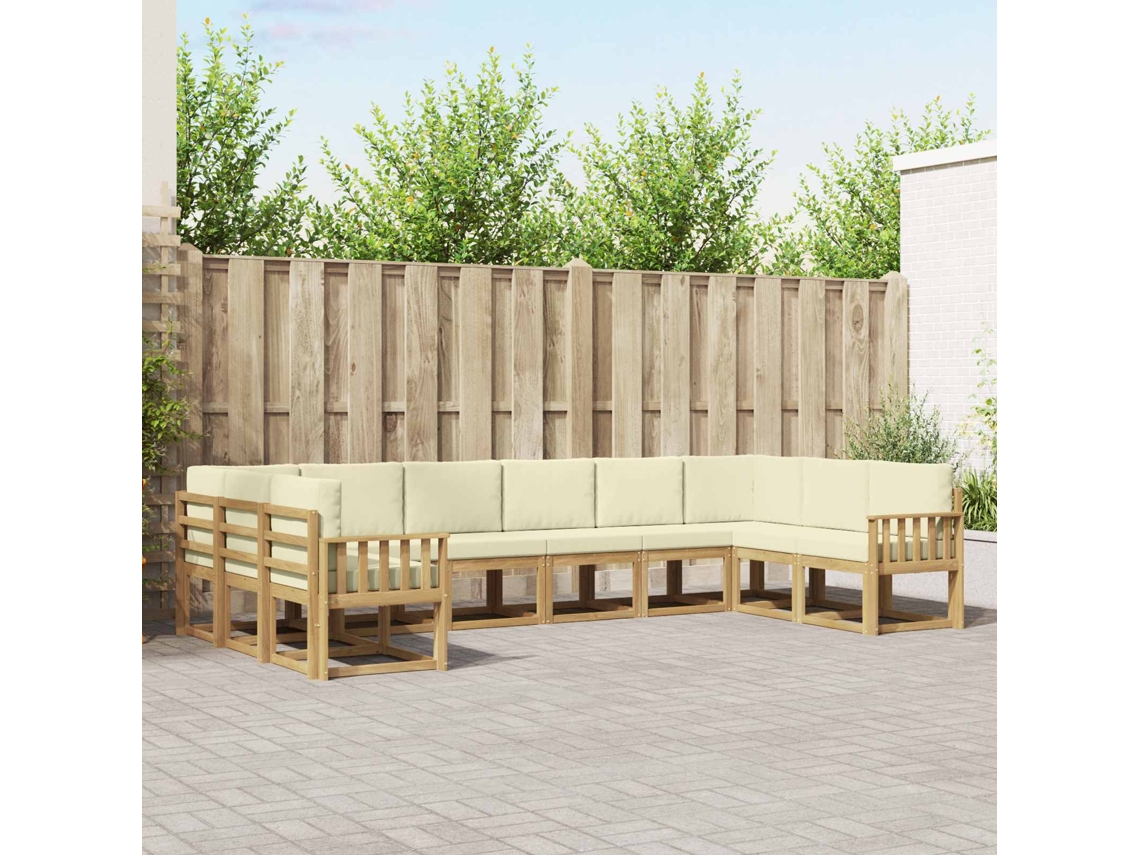 Vidaxl Conjunto De Sofás Para Exterior 10 Pcs Branco E Creme