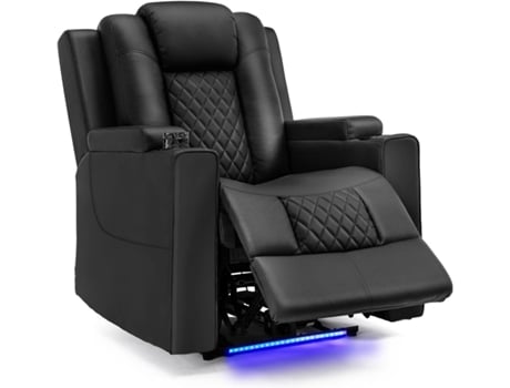Cadeira COMHOMA de Relaxamento, Cadeira Eléctrica para TV, Poltrona Reclinável com LED, Função de Reclinação, Reclinação Individual Ajustável Preto