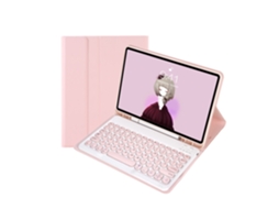 Lurelia Capa Com Teclado Bluetooth Para Ipad 10.2 Teclado Destacável, Layout Pt, Rosa