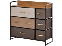 Cómoda Com 7 Gavetas Em Tecido E Prateleira Mdf 80x29x78,5cm Multicolor