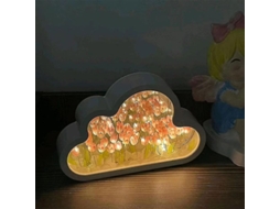 Omni lámpara de Noche de Tulipán Diy Con Espejo Nube, Flor Simulada para Dormitorio Decoración Romántica B Rosa