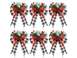 Conjunto De 6 Laços De Natal Para Árvore,grinalda E Decoração De Porta Interior E Exterior Btforus (pinha,preto)
