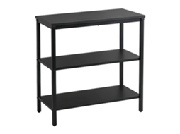 Relaxdays Mesa De Cabeceira, 3 Prateleiras Abertas, A X L X P: 61 X 60 X 30 Cm, Quarto/sala, Preta