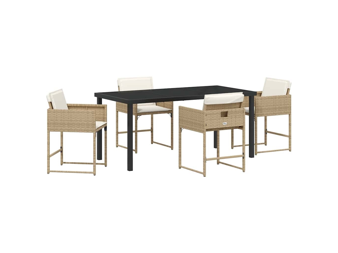 Maison Exclusive - Conjunto De Jantar Para Jardim Com Almofada 5 Pcs Bege Vime Pe