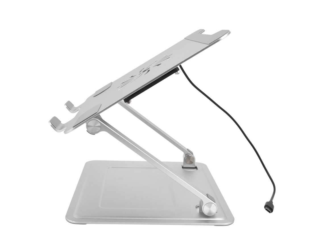 Suporte para Laptop Liga Alumínio Cooler Plegável Ajustável Prata