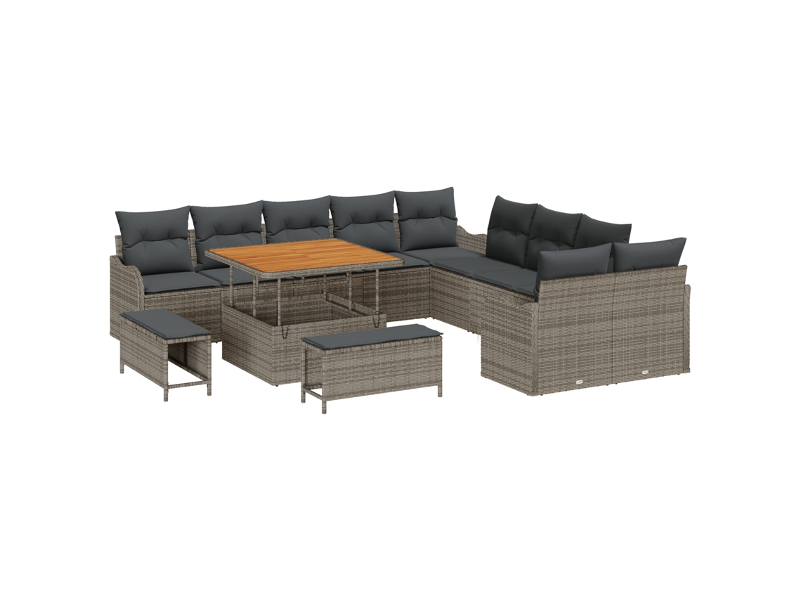Conjunto 13 Sofá De Jardim Vidaxl Cinzento Vime Pe (100 X 100 X 71 Cm)