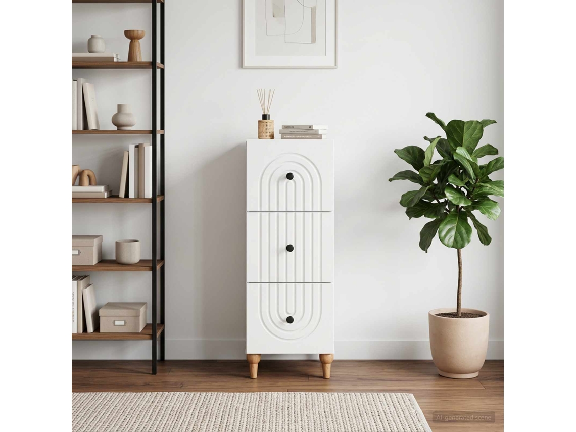 Vidaxl Gabinete De Gavetas Branco Brilhante 33 X 34,5 X 90 Cm