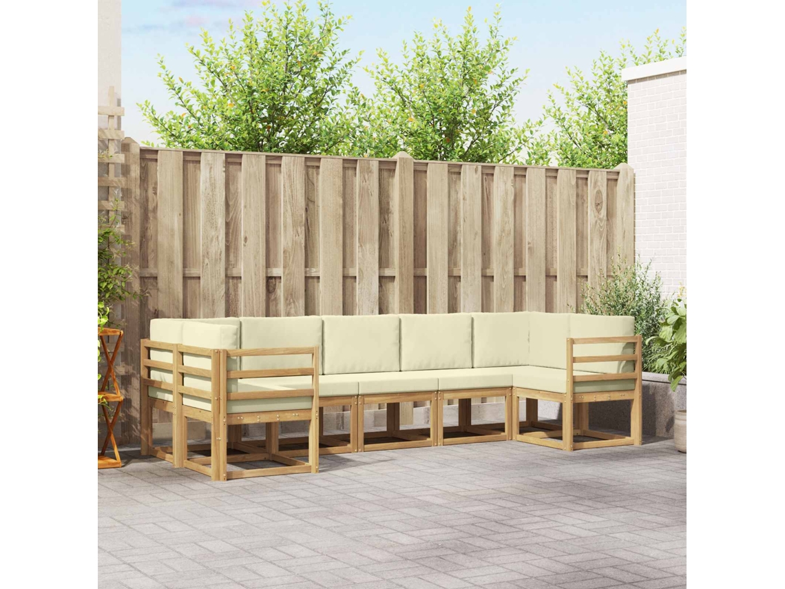 Vidaxl Conjunto De Sofás Para Exterior 7 Unid. Branco E Creme