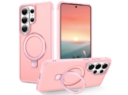 Capa Magsafe Para Samsung Galaxy S26 Ultra Com Suporte Giratório, Rosa Digitallab
