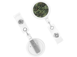 Porta-chaves retrátil, resistente, camuflagem militar verde, com clipes para chaveiro.
