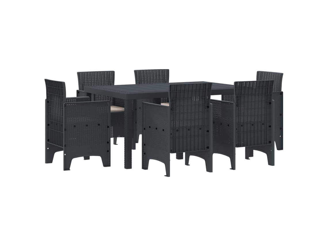 Vidaxl Conjunto De Jantar Para Jardim 7 Pcs Antracite Rattan Polt