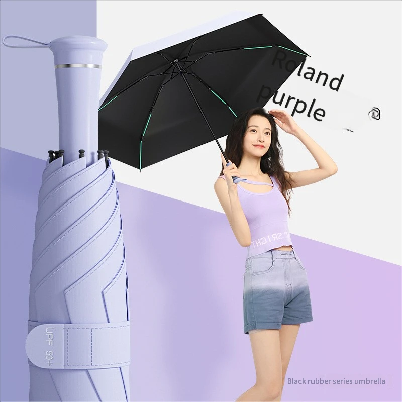 Guarda chuva de Vinil com Cabo Telescópico, Dupla Função: Protetor Solar e Impermeável. MDUG (roxo 6k)