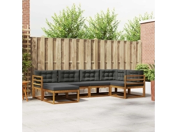 Vidaxl Conjunto De Sofás Para Exterior 6 Pcs Natural E Antracite