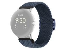 Bracelete de Nylon Trançado Ajustável Fivela Elástica para Google Pixel Watch Azul Escuro
