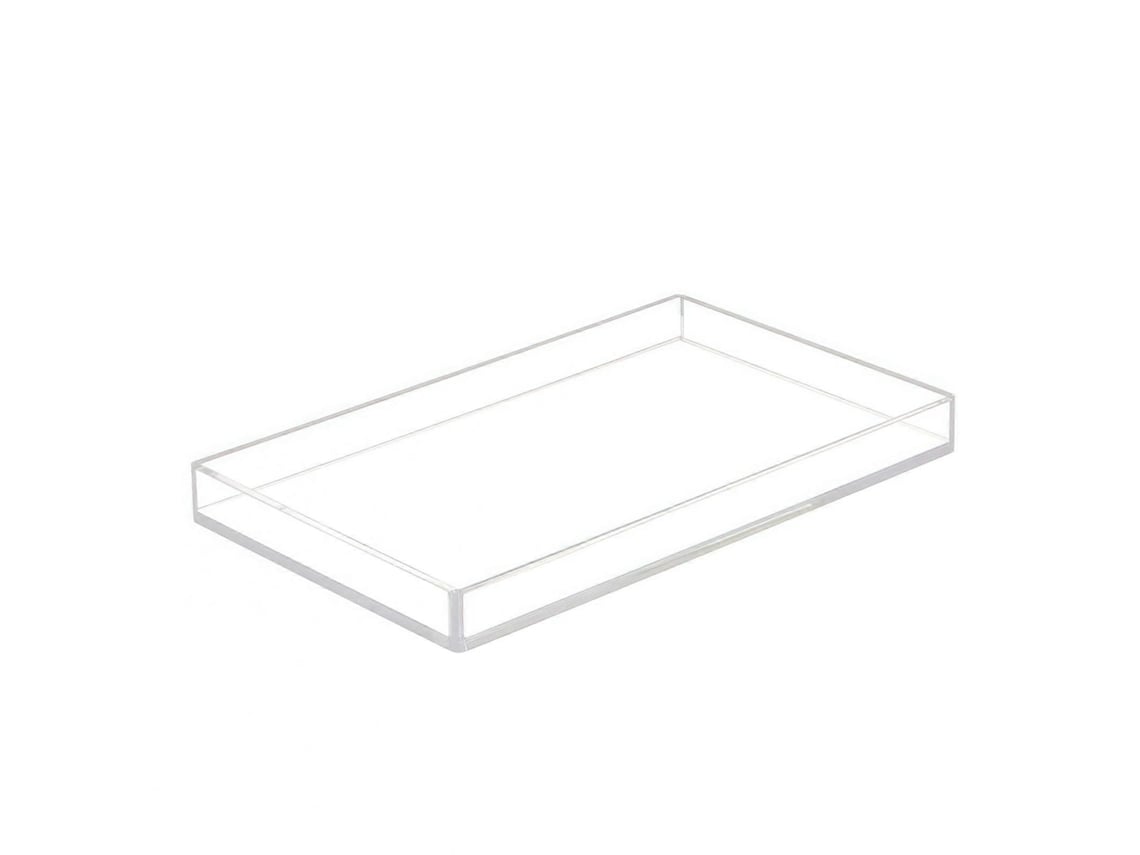 Bandeja Retangular Transparente Em Acrílico Para Organizar Joias E Perfumes.