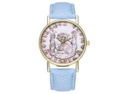 Reloj De Pareja De Cuero Con Patrón De Moneda Dollar Trendy Azul Claro