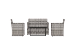 Maison Exclusive - 4 Pcs Conjunto Lounge Exterior C/ Almofadões Vime Pe Cinzento