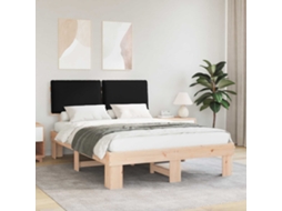 Vidaxl Estrutura de Cama com Cabeceira Estofada Preto 140 X 200 Cm