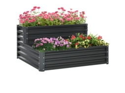 Jardim quadrado para hortaliças, 2 andares, para ervas, legumes, frutas, flores, 120x101x58 cm, cinza S/MARCA