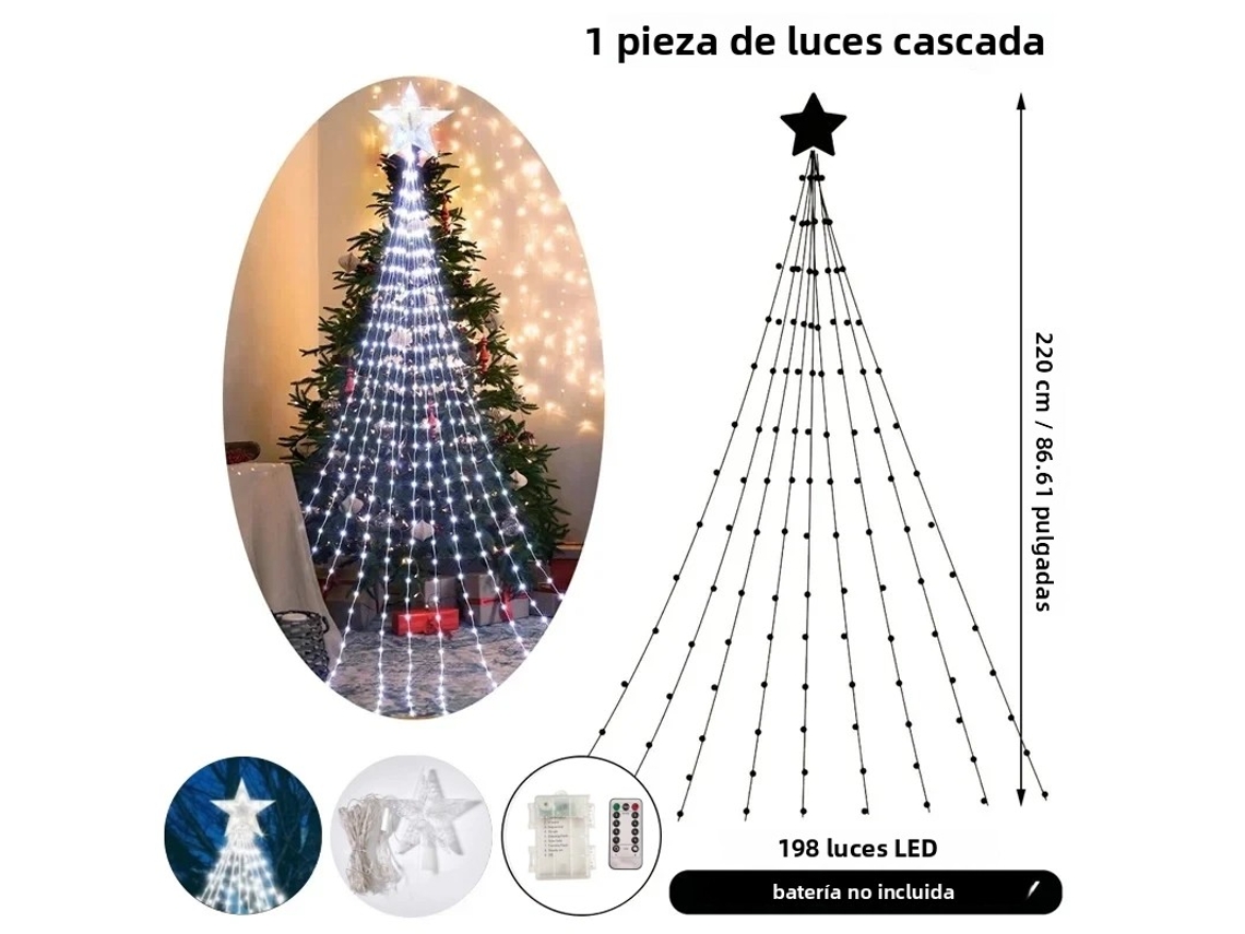 (luz Branca, Alimentada Por Bateria) Cordão De Luzes Em Formato De Estrela De Cinco Pontas, Com 2 Metros De Comprimento, À Prova D'água.