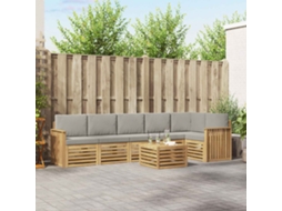 Vidaxl Conjunto De Sofás Para Exterior 7 Pcs Branco E Cinzento-claro
