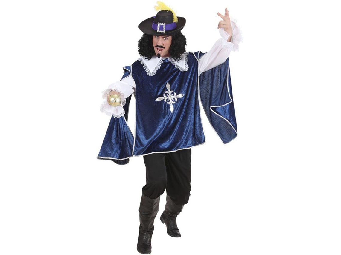 Fato de mosqueteiro azul e branco para homem
