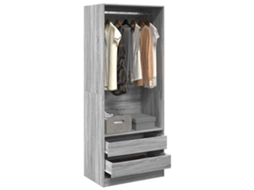 Vidaxl Roupeiro 80x50x200 Cm Derivados De Madeira Cinzento Sonoma