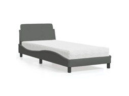 Vidaxl Cama Com Colchão Dover 90x200 Cm Tecido Cinzento-escuro
