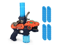 Pistola de Bolhas Dinossauro 2 em 1 com Catapulta Disco Voador Luz e Som para Crianças S/MARCA