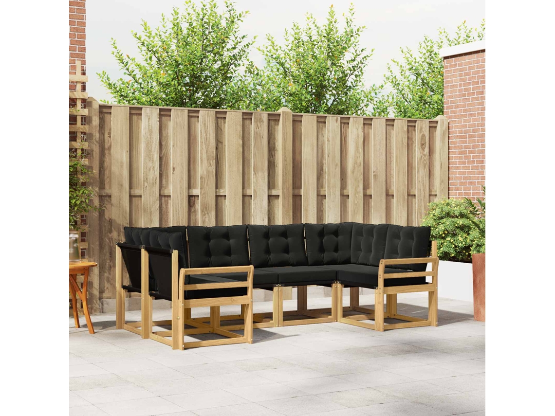 Vidaxl Conjunto De Sofás Para Exterior 6 Unid. Branco E Preto