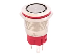 Interruptor De Botão De Pressão Metal 1no 1nc Auto-bloqueio Com Anel De Luz Dc9~30v 19mm Cabeça Alta Aço Inoxidável