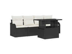 Maison Exclusive - Conjunto De Sofá De Jardim 5 Pcs Preto Rattan De Polipropileno