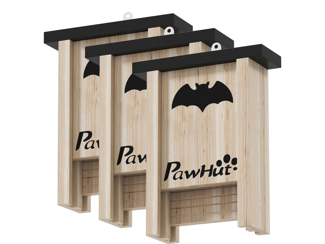 Conjunto De 3 Refúgios Para Morcegos Caixas De Madeira Para Exterior, Jardim Ou Horta Fácil De Pendurar 18x6x22,5 Cm