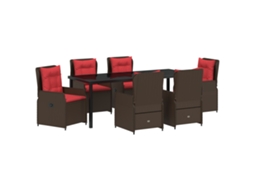 Conjunto 7 Conjunto De Jantar Para Jardim Vidaxl Castanho Aço Revestido A Pó (200 X 80 X 73 Cm)