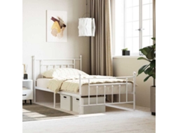 Vidaxl Estrutura De Cama Com Cabeceira E Pés 100x200 Cm Metal Branco