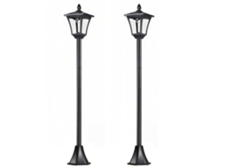 Conjunto de 2 Candeeiros Solares Aço Inoxidável e Plástico Cor Preto 18x18x160 cm Outsunny