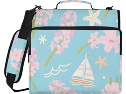 Pasta de 3 Argolas Elegante com Bolsos Extras e Alça Ombro Impermeável Ideal para Escritório, Escola Tapetes