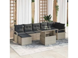 Vidaxl Conjunto De Sofá De Jardim Com Almofada 8 Pcs Cinzento-claro