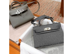 Bolso de Couro Feminino Mini Kelly de Segunda Geração com Fecho de Cremallera e Alça Macia | S/MARCA
