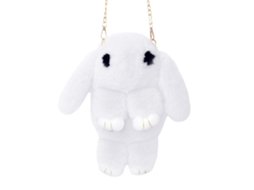 Bolsa de Hombro Conejo de Peluche Bonita Estilo Cute para Meninas e Senhoras Branca